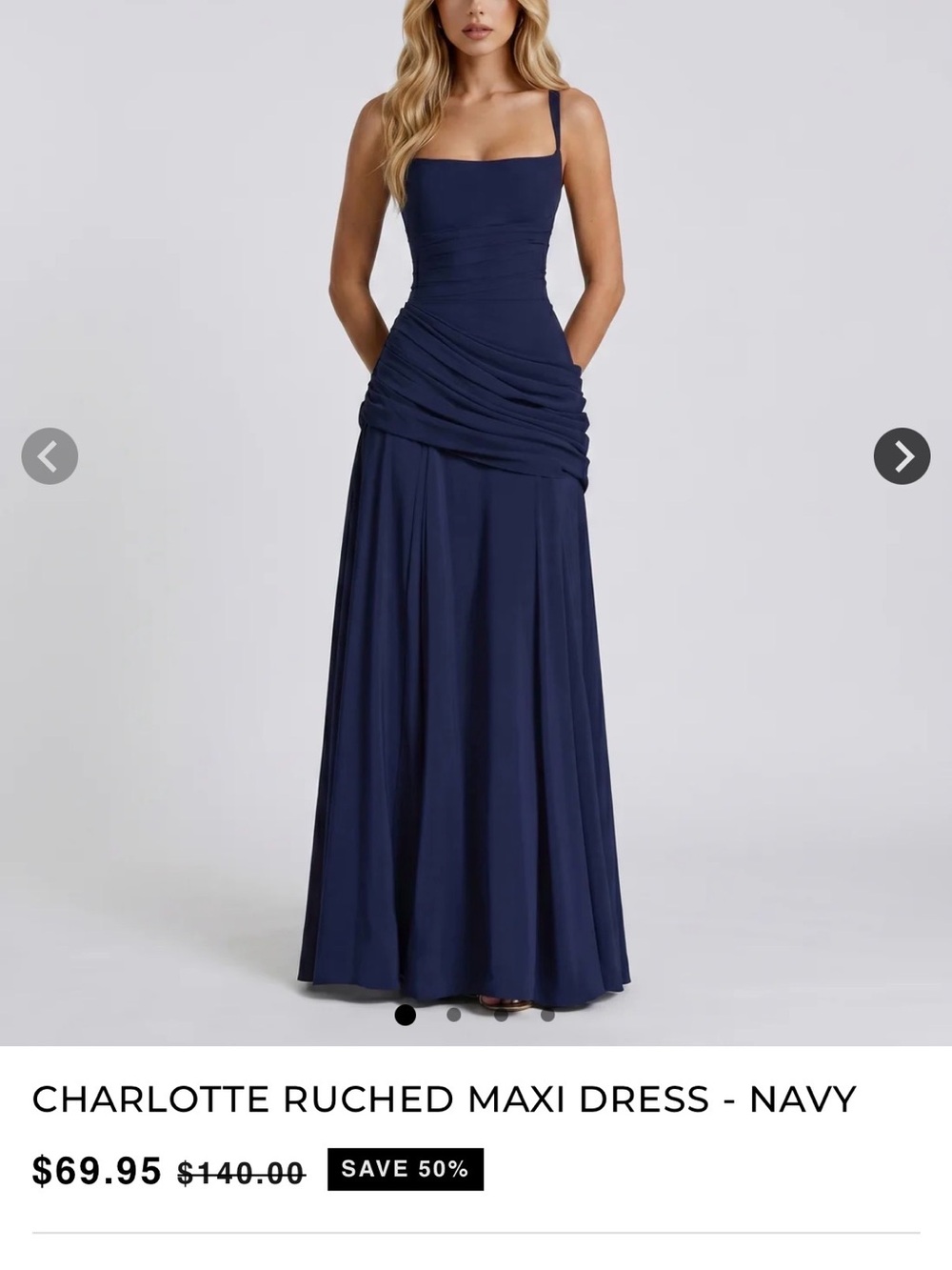 Charlotte Ruched Maxi Dress - Navy